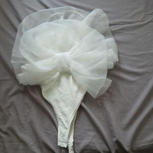 Elegant White Tulle Bodysuit